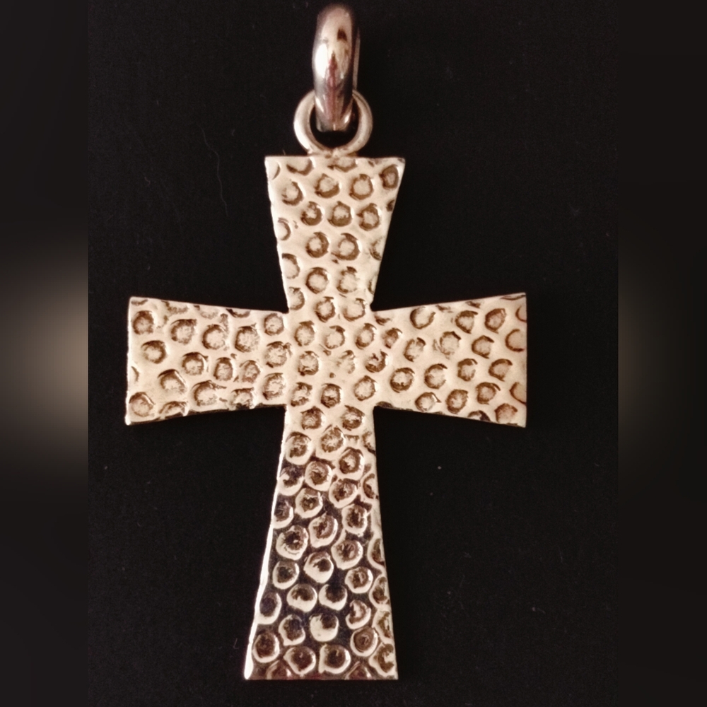 VTG Hammered 925 Silver Cross Pendant Mexico Signed TAXCO